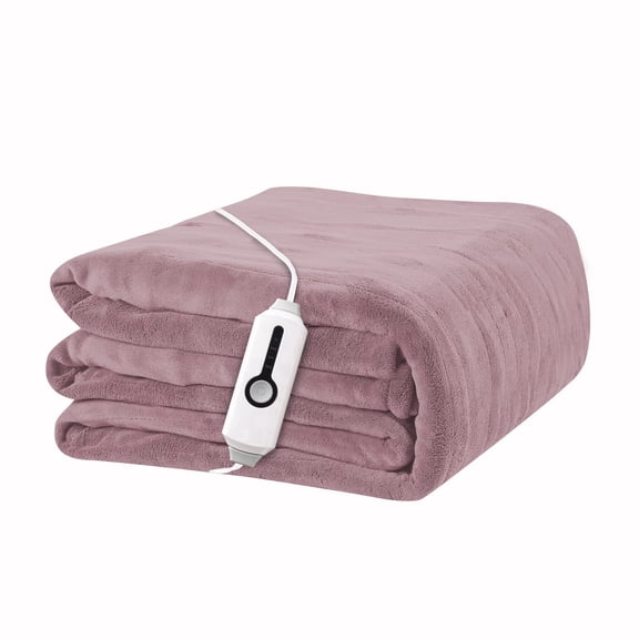 YAKEE Electric Heated Blanket 62"x84" Twin Size - Soft Warm Coral Fleece, 4 Heat Levels, 10 Hours Auto-off, Machine Washable with Overheat Protection, Purple