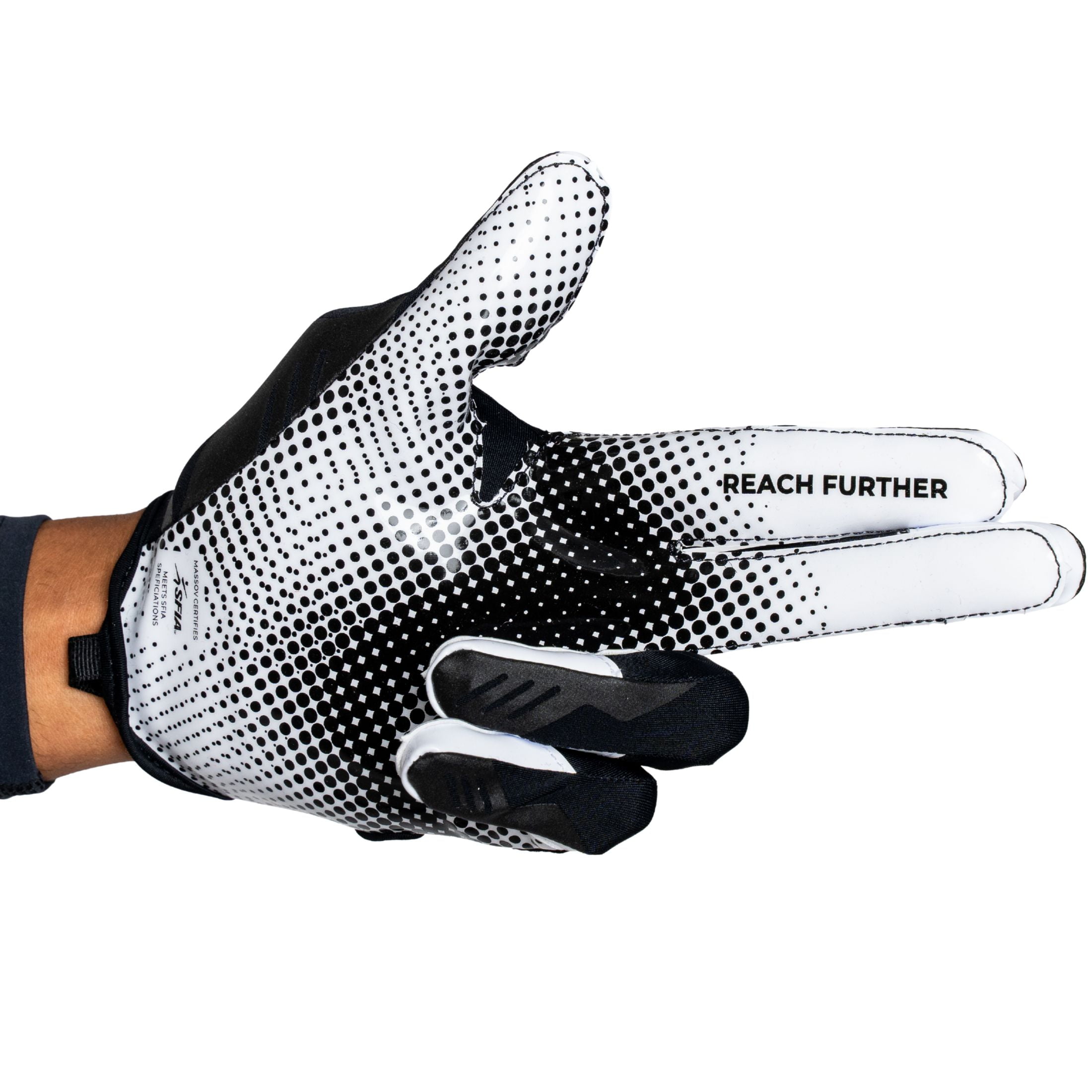 Massov VPRO3 Mens Adult Football Glove, Receiver Glove, Black, Medium