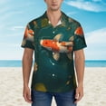 thumbnail image 4 of Balery Koi Pond Lilies Print Men's Hawaiian Shirts Short Sleeve Beach Shirt Relaxed Fit Vacation Button Down Shirts-3X-Large, 4 of 9