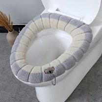 Plush Warm Toilet Seat Cover Pad O-Shaped Universal Washable Toilet Cushion for Winter Comfort & Hygiene 1-Pack, Approx 12 In