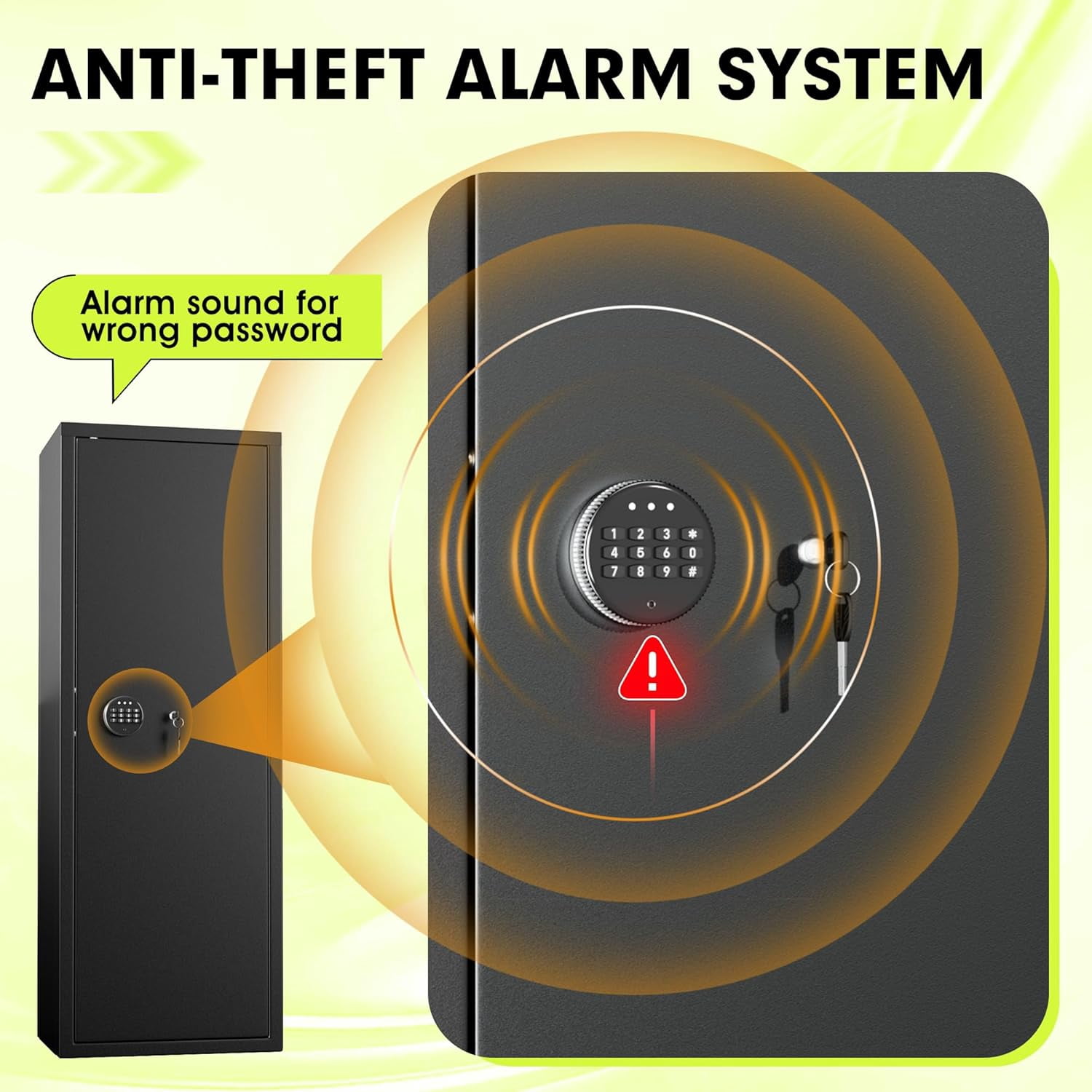 SUNCROWN Quick Access Weapon Safe with Adjustable Shelf and Keyboard lock, lockable cabinet with safe pocket