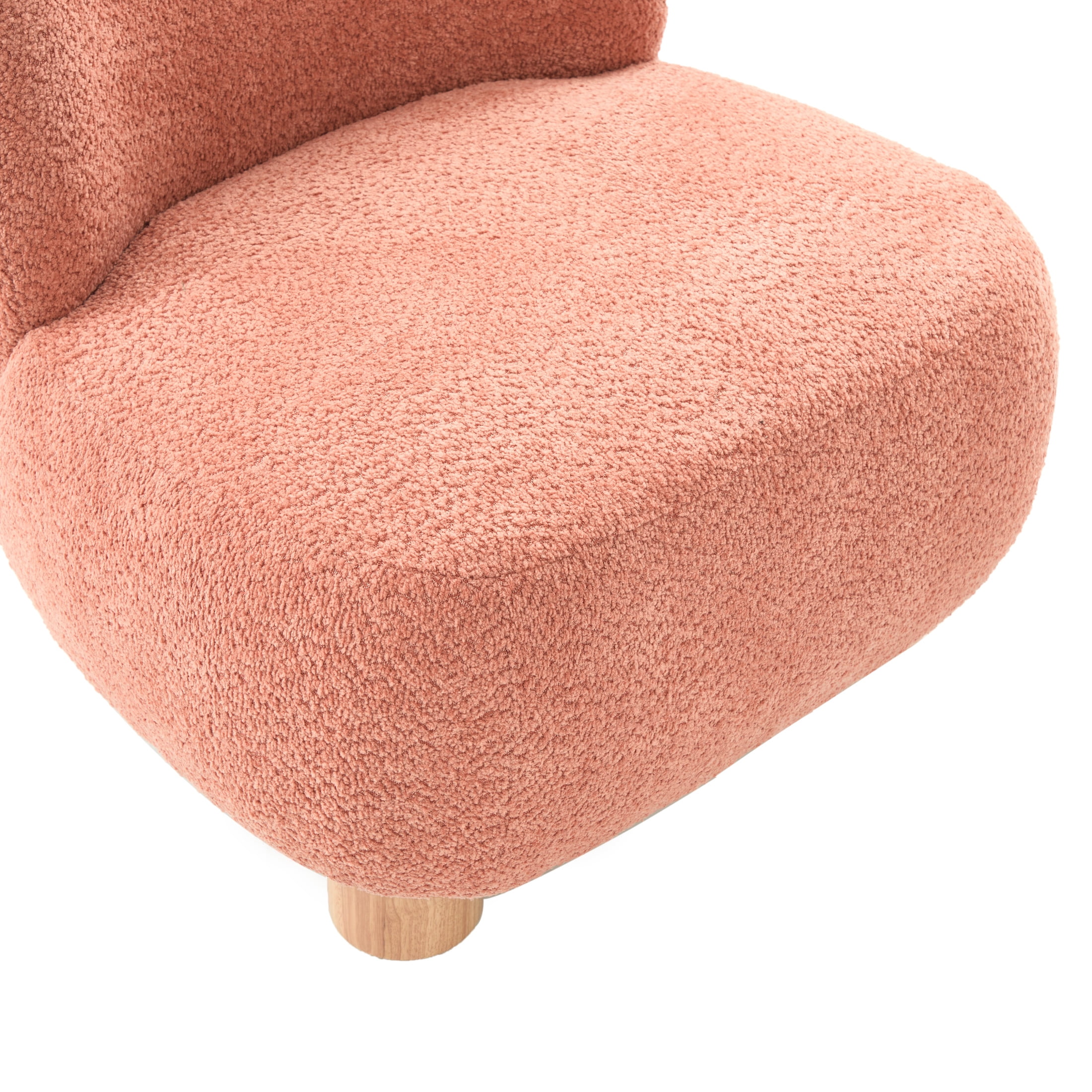 Christopher Knight Home Modern Minimalist Boucle Upholstered Accent Chair, Rubberwood Legs, Coral
