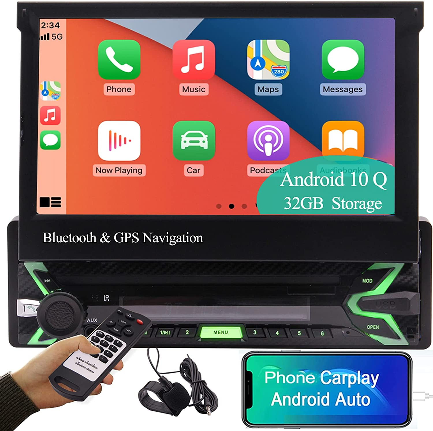10.1'' Bluetooth Autoradio Android 6.0 GPS Sat Navi 3G/4G WIFI Touchscreen 1 DIN