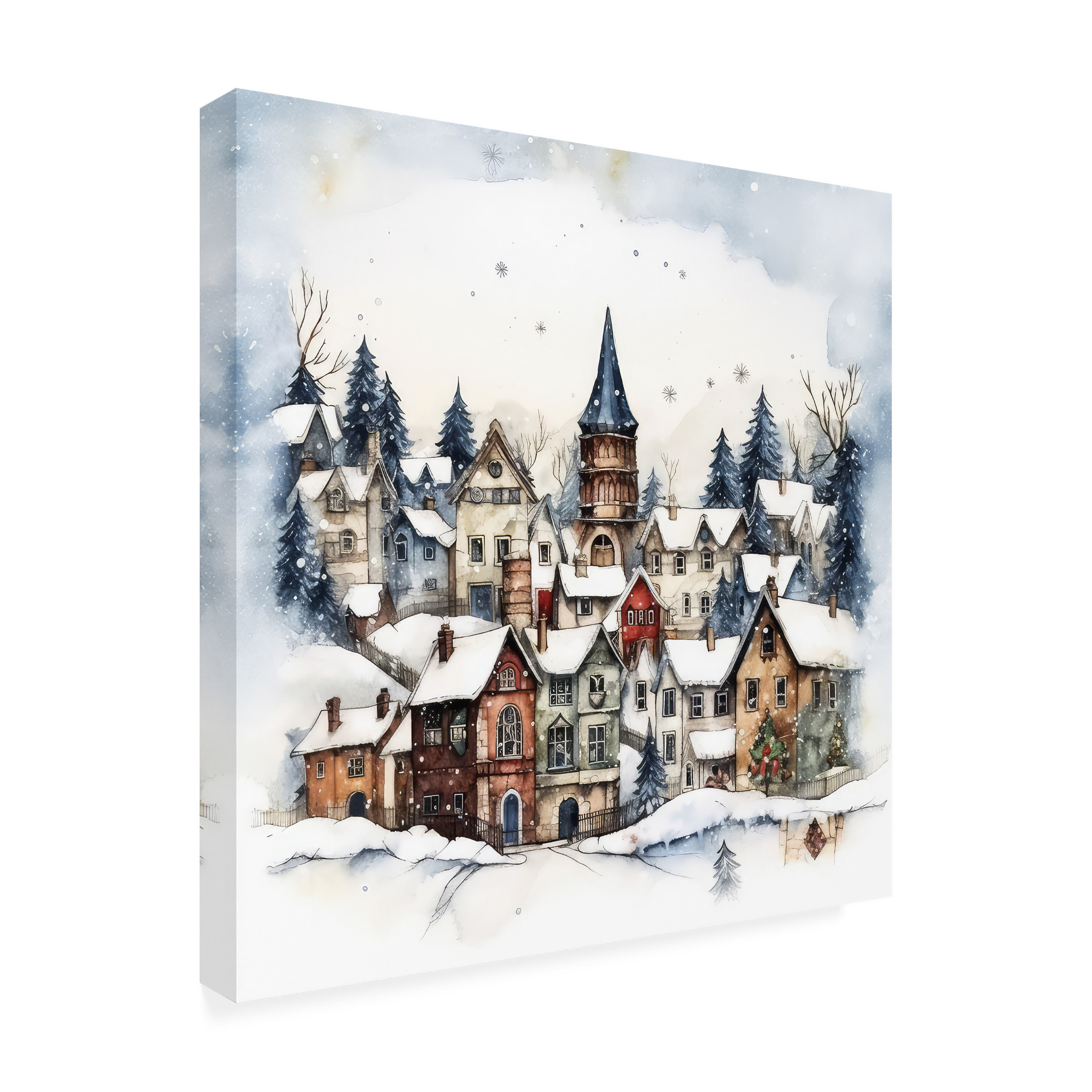 Canvas Wall Art - The Golden Valley 'Christmas Town' Wall Art for Living Room, Bedroom, or Office DÃ©cor by Trademark Fine Art - 35 x 35 Inches