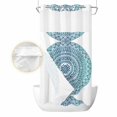 thumbnail image 2 of Turquoise Boho No Hook Shower Curtain Waterproof, Bathroom Curtains with Snap in Liners and See Through Top Window, Retro Ethnic Teal Geometric Aesthetic Hotel Style Bathtub Curtains Shower 36"Wx72"L, 2 of 8