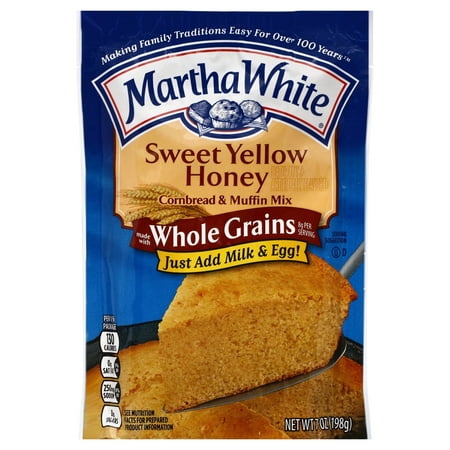 (3 Pack) Martha White Sweet Yellow Honey Cornbread Mix Made with Whole Grains, 7