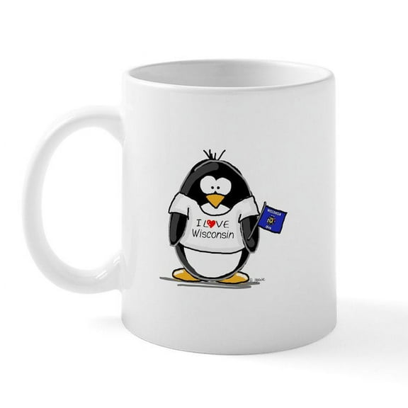 CafePress - Wisconsin Penguin Mug - 11 oz Ceramic Mug - Novelty Coffee Tea Cup