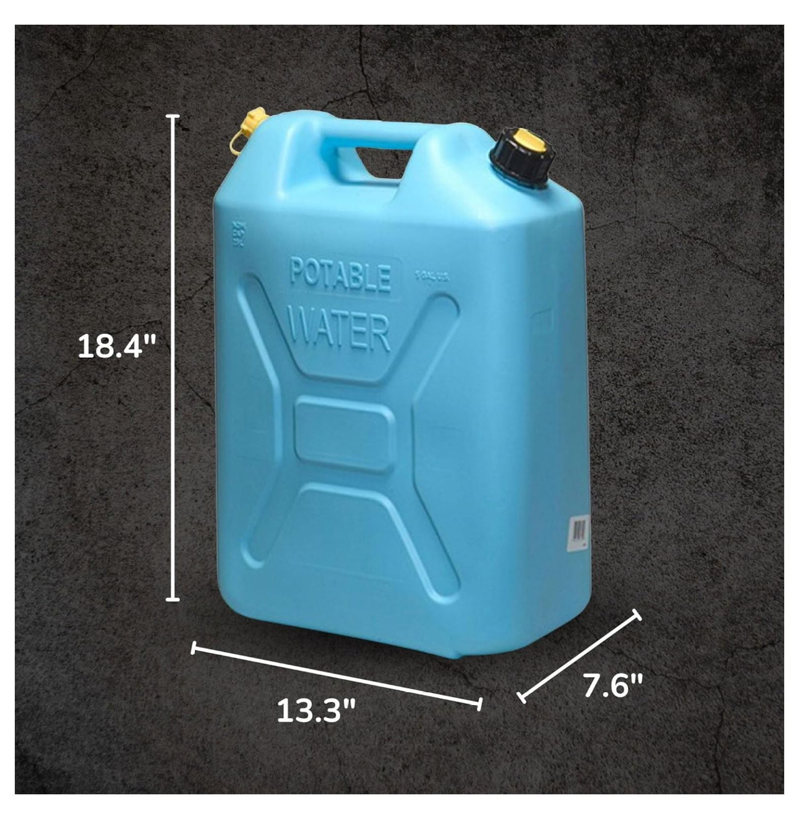 Portable Plastic Military Style Food Grade 5 Gal Water Jug Container with Reversible Spout for Camping & Emergency Storage, Blue 2 Pack