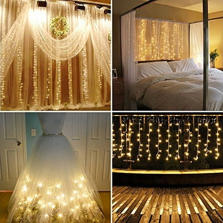 Neretva Led Light Window Curtain Icicle Lights 304led Linkable Warm White Christmas Curtain String Fairy Wedding Lights For Home Garden Kitchen
