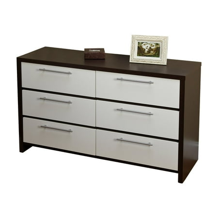 Tms Ava 6 Drawer Contemporary Chest White Espresso Walmart Com