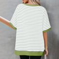 thumbnail image 6 of GEWSEY Womens Striped Short Sleeve Tunic Tops Oversized Crewneck T Shirt Casual Loose Fit Color Block Sweatshirt Green, XXL, 6 of 8