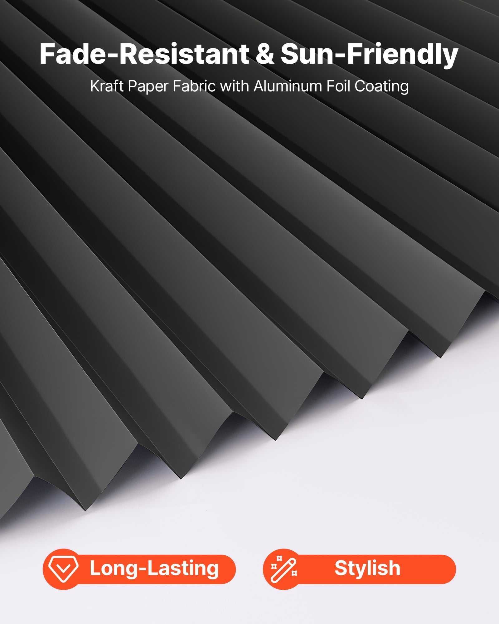 VEVOR Paper Blinds, 6 Pack, 36 in x 72 in, Temporary Blackout Pleated Paper Shades, No Tools No Drilling, Pleated Blinds with Adhesive, Easy to Cut and install, for Indoor Windows, Kitchen, Bedroom