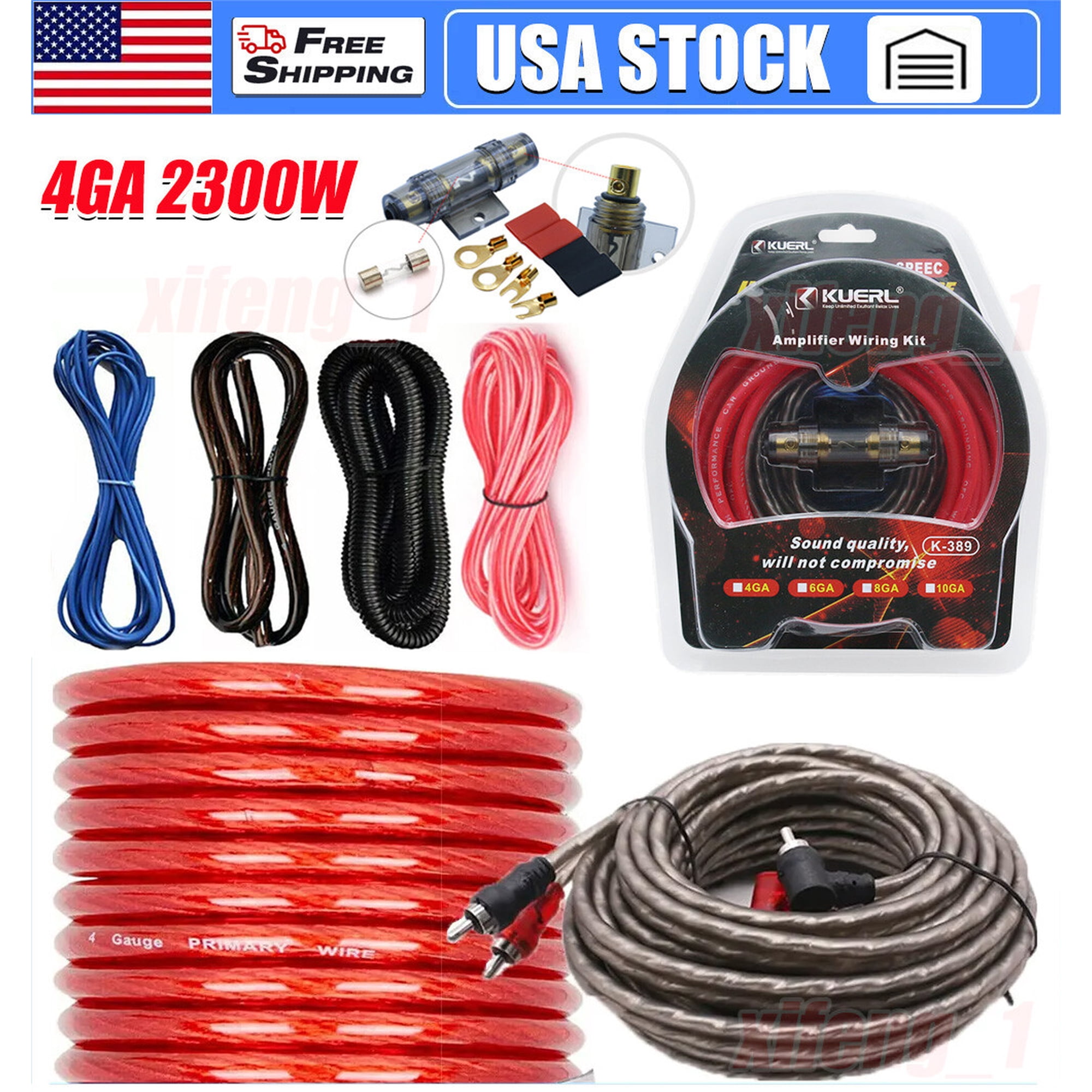 2300W 4 Gauge Car Audio Cable Kit Amplifier Install Amp RCA Subwoofer Sub Wiring