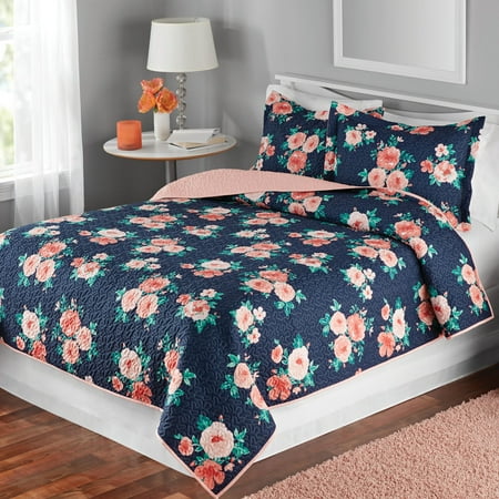 Mainstays Floral Quilt & Sham Bedding Collection - Walmart.com