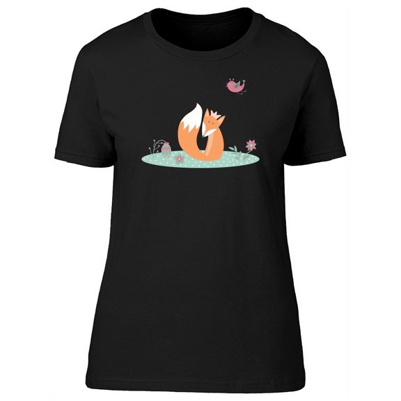 Cute Fox Sitting On Lawn Forest Tee Women's -Image by Shutterstock