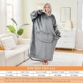 thumbnail image 3 of Wearable Blanket Hoodie, Long Thick Hooded Blanket Oversized for Adults Women Men with Pocket and Sleeves, 3 of 9