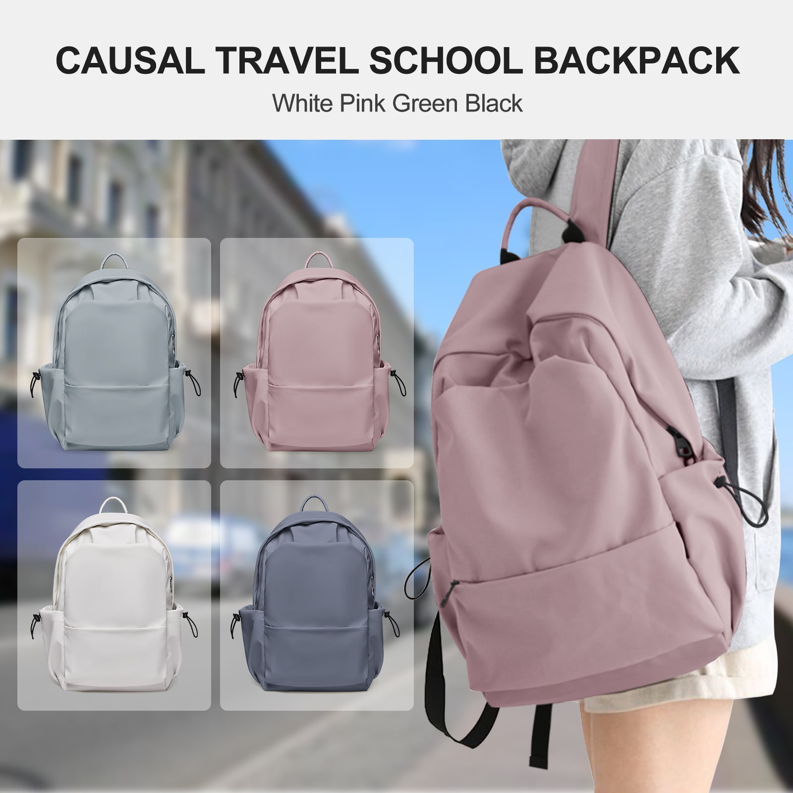 Pink School Backpack Lightweight Water Resistant 15.6 Inch Laptop Compartment for Students Walmart