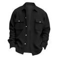thumbnail image 6 of LISTHA Men's Regular Solid Color Corduroy Shirt Jackets For Men Button Coat Autumn Winter Stylish Casual Top Black XL, 6 of 6