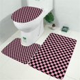 thumbnail image 2 of Black and Pink Checkerboard Pattern Bathroom Rugs Sets 3 Piece,Toilet Cover Set,Absorbent Non Slip Bathroom Mats Sets with U-Shaped Contour Rug Toilet Rug Set, 2 of 5