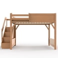 thumbnail image 5 of Harper & Bright Designs Full Size Loft Bed with Built-in Wardrobe and Shelves, Wood Loft Bed with Full-length Guardrails and Stairs, Antique Natural, 5 of 12