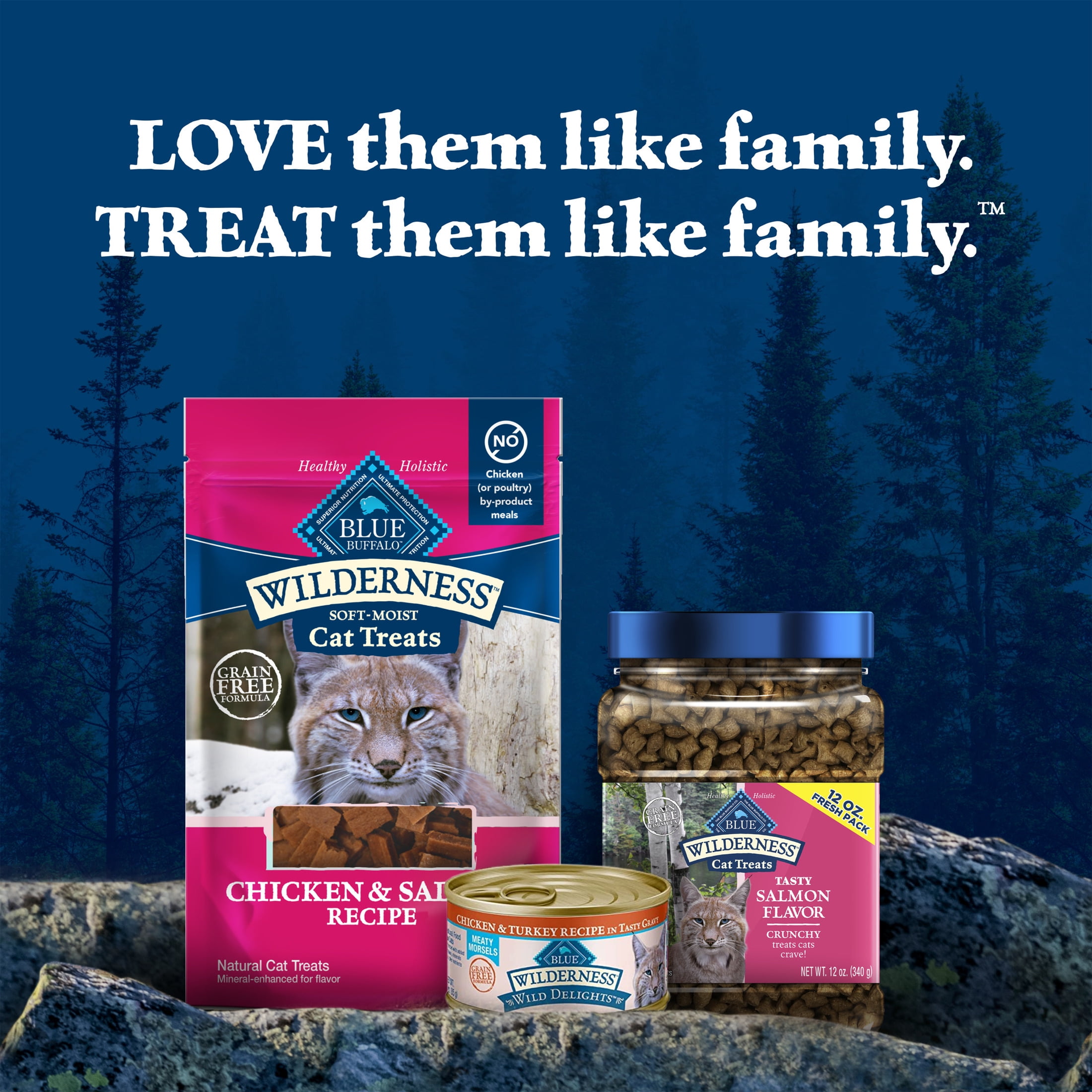 Blue Buffalo Wilderness Crunchy Cat Treats, Tasty Salmon Flavor, 12-oz. Tub
