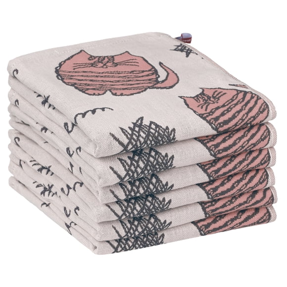 REGALWOVEN 6 Pack Toallas de Cocina con Patrón de Caricatura de Algodón para Cocina Rosa