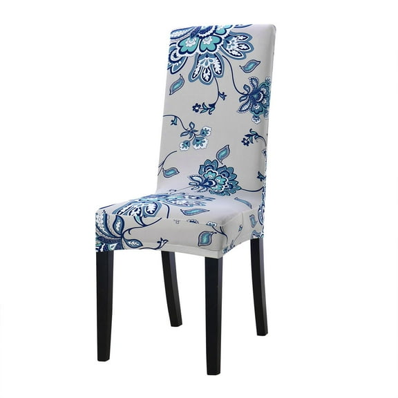REGALWOVEN Stretchy Removable Short Chair Cover Floral Dining Chair Slipcover, Light Blue