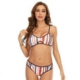 thumbnail image 1 of Women's Triple Color Striped Adjustable Strap Bikini Sets, 1 of 6
