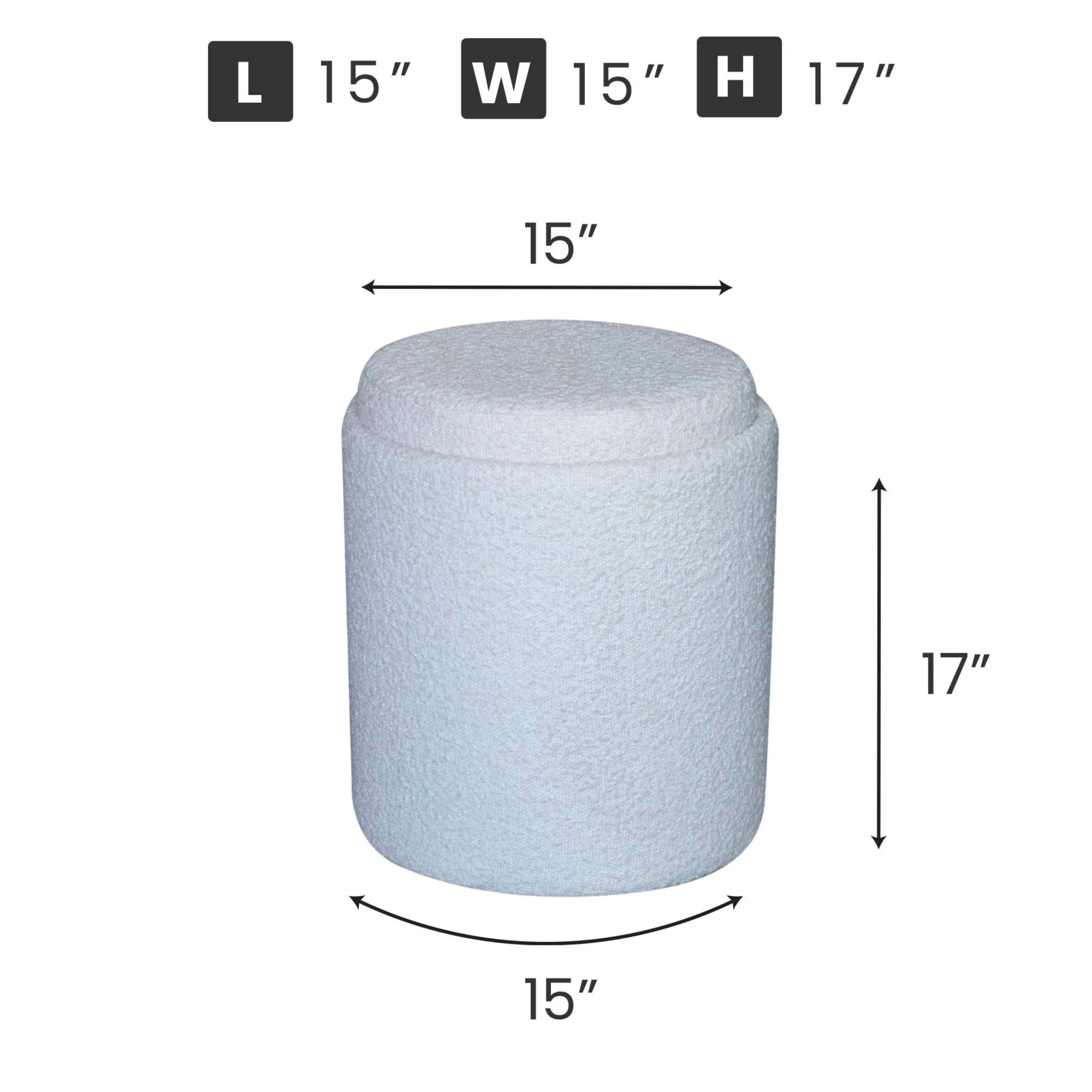Aria Home Tray Top Storage Ottoman, Plush Boucle Fabric, Stylish Living Room Seating, Ivory