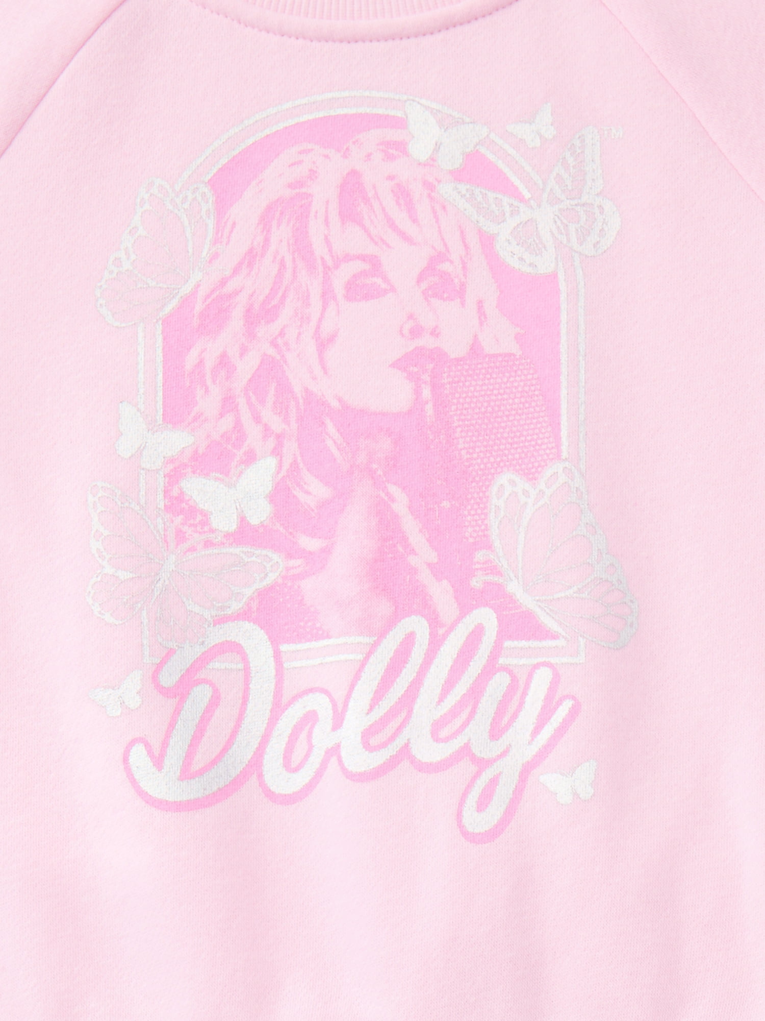 Dolly Parton Baby and Toddler Girls Faux Fur Trim Graphic Sweatshirt and Flare Pants Set, 2-Piece, Sizes 12M-5T