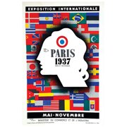 France - Paris Exposition 1937 V3 - Vintage Travel Poster (12x18Inches(BlackWood-Framed))