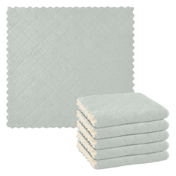 Dailycode 6 Packs Kitchen Dish Towels Soft Absorbent Dish Cloths Grayish Green 11"x11"