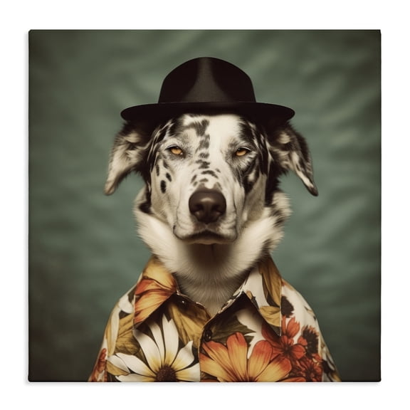 Stupell Industries Eclectic Dog in Floral Shirt Canvas Art, 17 x 17, by Lazar Studio