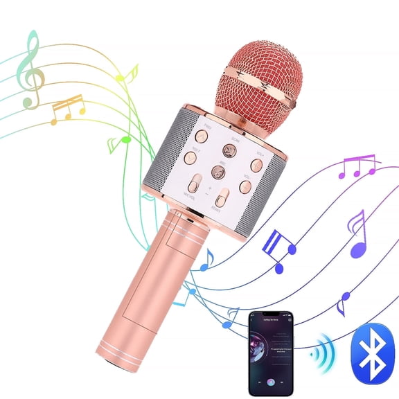 RONY Wireless Bluetooth Karaoke Microphone with Record Radio Function for Home Party Birthday Christmas