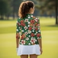 thumbnail image 5 of Uorisanigo Hawaii Flower Golf Athletic Polo Workout Tops for Women Fashion Zipper Neck Quick Dry Athletic Polo Shirts Stylish 3/4 Roll Sleeve Outing Wear Pullover for Workout Sports, 5 of 7