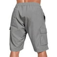 thumbnail image 5 of MIXUE Mens Shorts Summer Solid Color Pocket Outdoor Sports Casual Loose Linen Cargo Mens Workout Shorts Activewear,Gray,XXL, 5 of 9