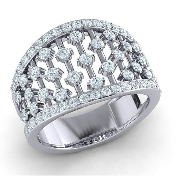 Real 1carat Round Cut Diamond Prong Fancy Modern Bridal Engagement Ring Solid Solid 18K Gold FG VS2