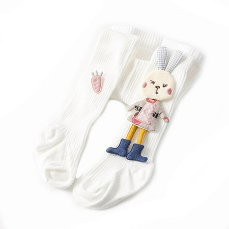 

Cute Knitted Baby Double Needle Children Pantyhose Kids Stockings Tights Socks Cotton Socks WHITE 6-12 M/60-75CM