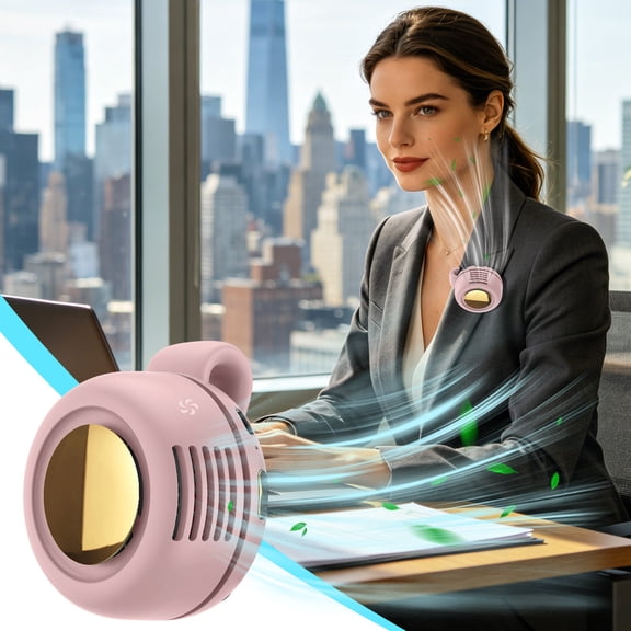 Lunxisen 1 Pcs Clip On Wearable Fan Bladeless Silent Cooling Fan Neck Fan Hands Free Mini Fan Portable Rechargeable Fans for Stroller Office Outdoors