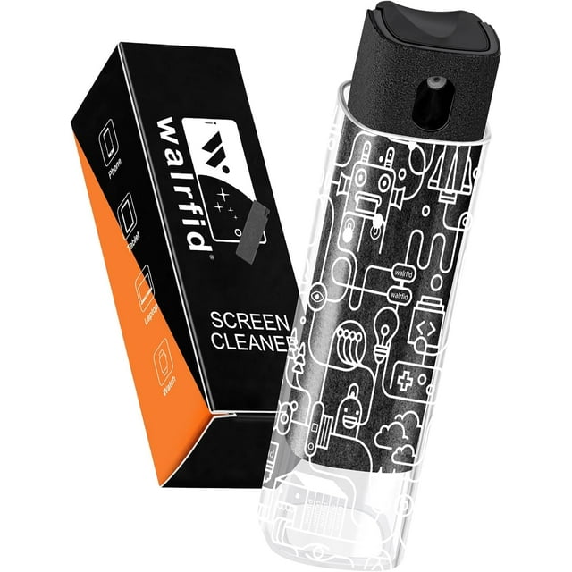 walrfid Computer Screen Cleaner Spray, Car Touchscreen Mist Cleaning Kit for Electronic Laptop, iPad, iPhone, Smart Phone, MacBook Pro, TV Monitor, Tablet, Car Display,with White Graffiti Case - Black