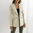 thumbnail image 6 of HAPIMO Women's Suit Jacket Lightweight Solid Double Breasted Blazer Jacket Fashion Business Casual Lapel Elegant Coat with Pockets Khaki S, 6 of 9