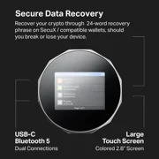 SecuX V20 Crypto Hardware Wallet- Infineon CC EAL5+ Secure Element, Bluetooth, Cross-platform,2.8 Color Touchscreen;BTC, ETH, BNB, BSC, ADA, XRP, DOGE, BCH, LTC, XLM; ERC-20/TRC-10,20/BEP-20 Tokens