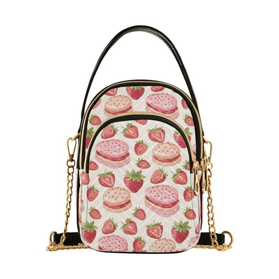 joogoo Women Strawberry Cakes Chain Crossbody Bags Shoulder Handbag Phone Purse