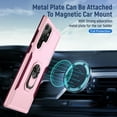 thumbnail image 4 of ELEHOLD for Samsung Galaxy S23 Ultra 6.8" Rugged Case 360 Rotating Metal Ring Stand Kickstand Function Support Magnetic Car Mount Holder Shockproof Protective Case,Pink+Rose, 4 of 9
