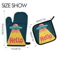thumbnail image 2 of Yayeee Oven Mitts and Pot Holder Set of 2 Heat Resistant Kitchen Gloves Baking Hot Pad, Blue UFO, 2 of 5