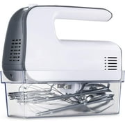 Boajf Hand Mixer Electric, Handheld Mixer for Baking Cake Egg Cream Food Beater, Snap Storage Case, 5 Speed, Eject Button, 5 Stainless Steel Accessories for Baking & Cooking