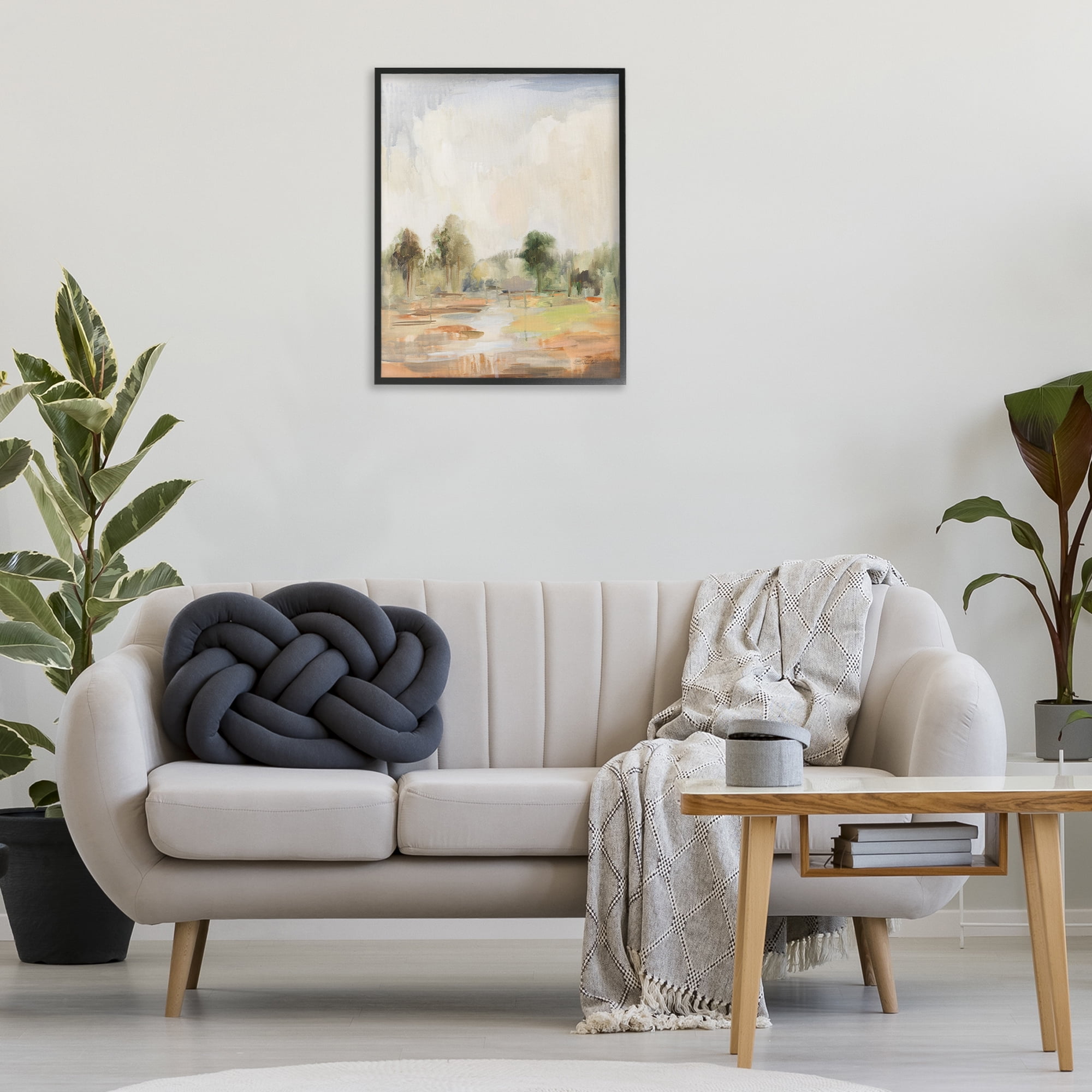 Stupell Industries Summer Rain Landscape Landscape Painting Black Framed Art Print Wall Art, 24 x 30