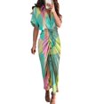 thumbnail image 1 of asddcavvf Robes pour Femmes Robe Chemise Froncée Imprimée Décontractée Manches Courtes Boutonnée Ceinturée Offici, 1 of 9