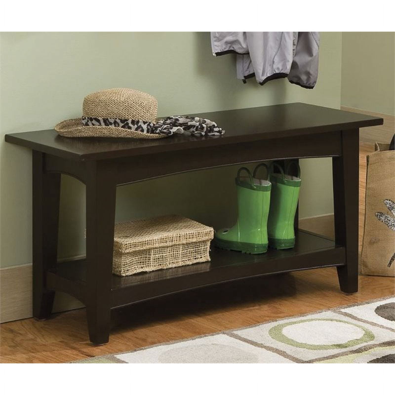 Shaker Cottage Tray Shelf Coat Hook with Bench Set, Chocolate