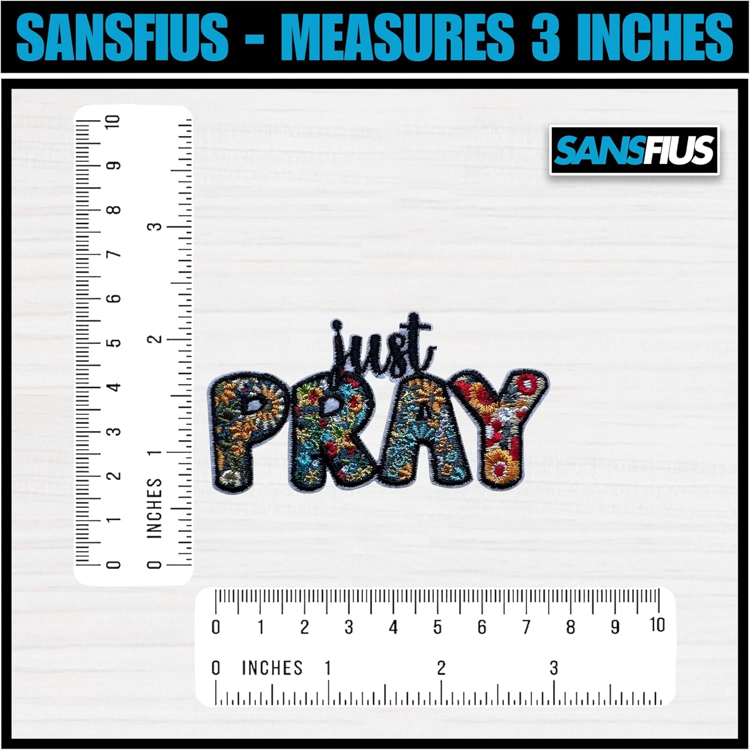 Just Pray Patch, Size 3" Sew On Patches, Inspirational Jeusus Embroidery Fabric Patches for Clothes Jean Backpack, Applique Patches, Embroidery Iron On Patch for Clothes, Gift for Christians